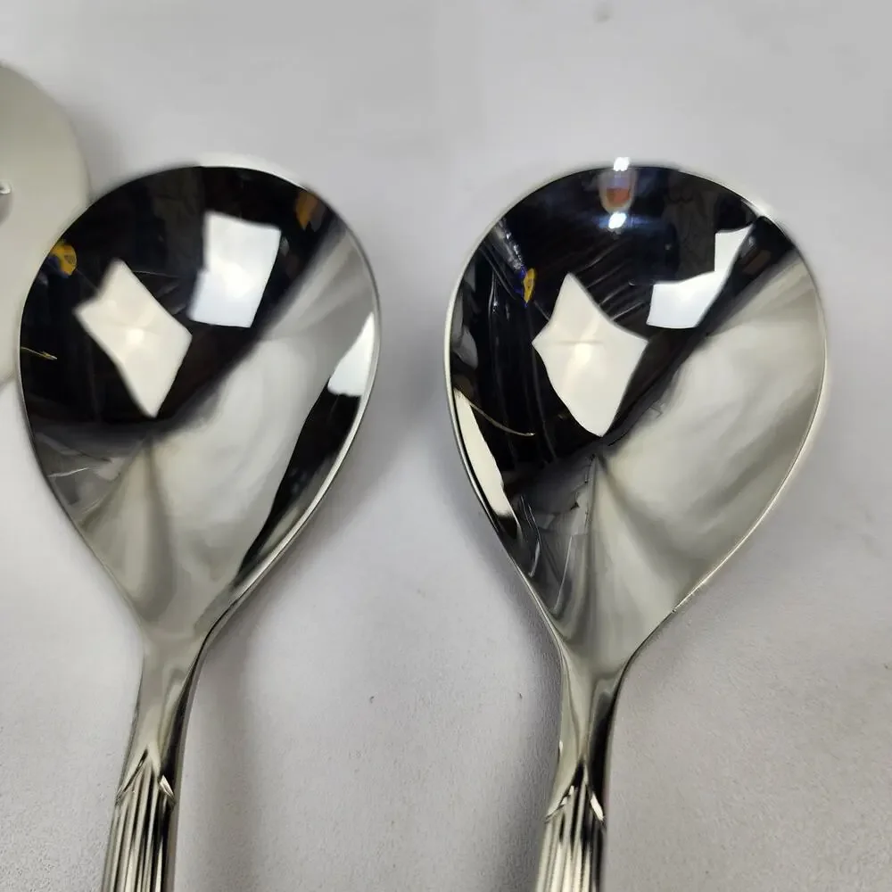 Lenox Stainless Flatware 18/10 Kennedy Serving Set 7pc Grooved Handle Glossy